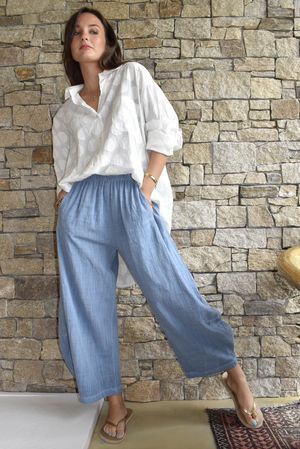 Frame Cotton Vintage Wash Barrel Pant Denim